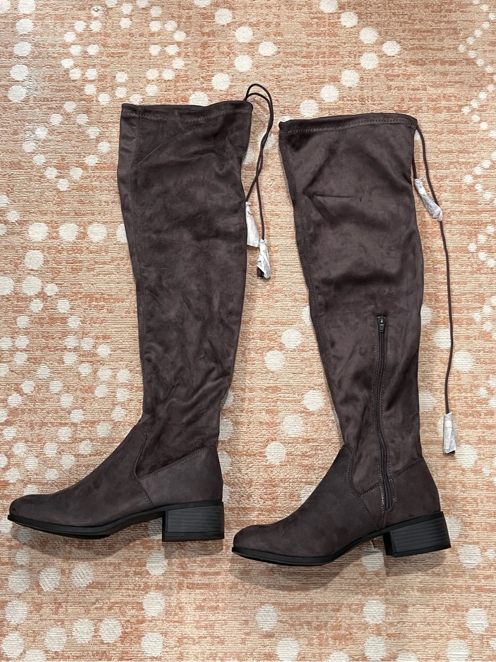 Madden Girl Over-the-Knee Suede-Look Boots in Dark Gray